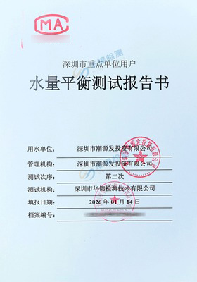深圳市潮源发投有限公司水量平衡测试报告案例