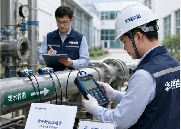 华锦检测工程师使用超声波流量计开展深圳水平衡测试现场水量测试
